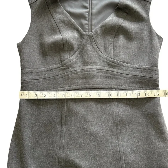Ann Taylor LOFT Sheath Dress Charcoal Gray V-Neck Sleeveless Size 4 - Picture 6 of 7